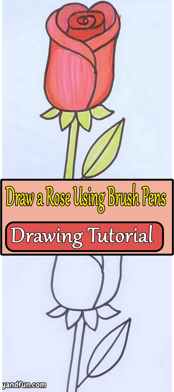 Draw a Rose Using Brush Pens